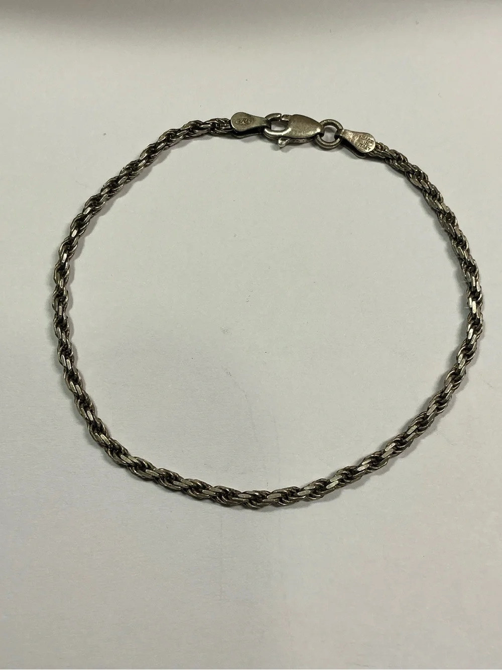 Sterling Silver Rope Chain Bracelet - Silver